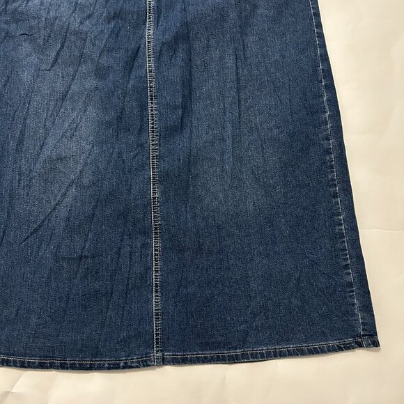 Cato Womens Denim Jean Maxi Skirt Back Slit Embroidered Pockets Size 18W Y2K - Picture 5 of 16